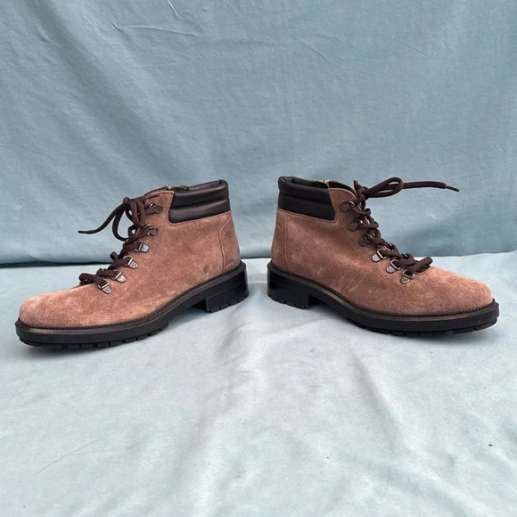NWOT Aquatalia Liviana Taupe Suede Weatherproof Combat Hiker Boots, Size 8.5M - Picture 5 of 9